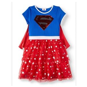 Supergirl-Reversible Flip Sequin Emblem- Cosplay Dress w Detachable Cape -XL